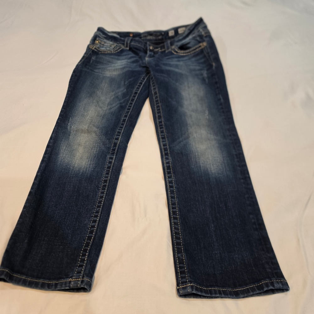 Miss Me Easy Capri Jeans Womens 28 Blue Excellent Distressed JE5688EP